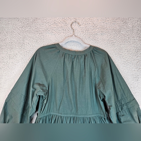 Madewell Womens Oaklynn Green All Cotton Long Sleeve Drawstring Dress Sz-S *READ - Picture 10 of 15
